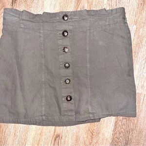 WOMENS Very J Army Green Mini Button Down Skirt Size Large